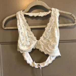 Cream Free People Halter Neck Lace Bra Size L